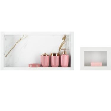 Imagem de Nicho em Porcelanato + Saboneteira em Porcelanato - Calacata