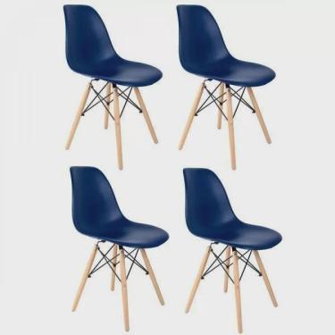 Imagem de Conjunto de 4 Cadeiras Pp Base Madeira Eames Dsw-m Azul