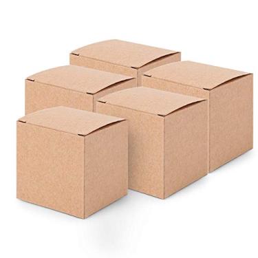 Imagem de Caixas De Presente Marrons, 50 Pacotes De Caixas De Presente De Papel Kraft Com Tampas Para Presentes, Artesanato, Casamento, Aniversário, Festa, Cupcake (5x5x5cm)(marrom)