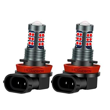 Imagem de Ruiandsion H8 H11 lâmpadas LED de neblina flash estroboscópica vermelho 12V super brilhante 3030 27SMD chips lâmpada de LED de substituição para luzes diurnas ou luz de neblina (pacote com 2)