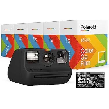 Imagem de Polaroid Originals Bundle Go Instant Camera (Preto) com 5 pacotes duplos (80 impressões) de filme colorido e pano de microfibra