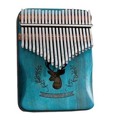Imagem de Piano de polegar Kalimba, piano de dedo C de 21 teclas, piano de caixa com acessórios delicados azul.