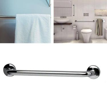 Imagem de Barra Alça Apoio 40Cm Aço Inox Idoso Gestante Criança Pcd Acessibilidade Anti Queda Evita Acidentes Box Banheiro Corrimao Escada Varanda