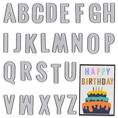 Imagem de 26 letras do alfabeto para fazer cartões, letras maiúsculas, conjunto de matrizes de corte de palavras, estêncil, modelo de gravação para scrapbook, cartões faça você mesmo, álbum de fotos, decorações artesanais