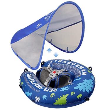 Imagem de Mambobaby Newest Compressible Folding Baby Self-Inflating Float with Sun Canopy – Blue
