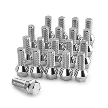 Imagem de Parafusos de roda KSP M12 x 1,25, 20 peças de parafusos de roda estendidos OEM/estoque para Renegade 2015-2022, bússola 2017-2022, Cherokee 2014-2023, parafusos hexagonais de 17 mm com haste ET de 28