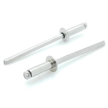 Imagem de Rebites cegos de aço inoxidável 304 com 100 unidades (nº 4 – 1) diâmetro de 1/8" x cabo de 1/16" (BCP162)