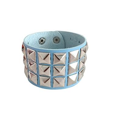 Imagem de Fuqimanman2020 1-2 peças, pulseira gótica de couro genuíno punk metal dos anos 80 para homens e mulheres, pulseira preta colorida ajustável com espigão de rocha rebite bracelete acessórios para lembrancinhas de festa, 1, Metal, Sem pedras preciosas