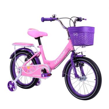 Imagem de Bicicleta Infantil com rodinhas aro 16 cestinho e garupa de Menina Love Rosa
