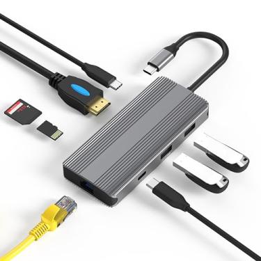 Imagem de Estação de ancoragem para laptop USB C, monitor HDMI 8K, adaptador multiportas USB-C Hub com HDMI, USB, SD/TF, RJ45 para laptop, MacBook (USB C 8 em 1 HDMI)