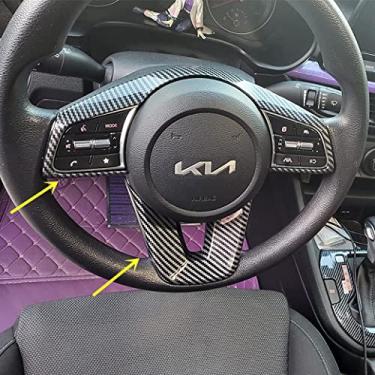 Imagem de ZiWen Novo acabamento de capa de volante com impressão de fibra de carbono para KIA Seltos 2021 2022 2023 Forte 2019 2020 2021 2022 2023 (impressão de fibra de carbono)