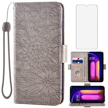 Imagem de Capa carteira compatível com LG V60 ThinQ V60ThinQ 5G G9 Thin Q e protetor de tela de vidro temperado com suporte para cartão, capa flip magnética de couro para celular LGV60 V 60 60ThinQ 60V feminino