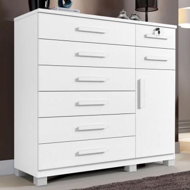 Imagem de Cômoda Chicago 1 Porta 8 Gavetas Branco - Panorama Móveis