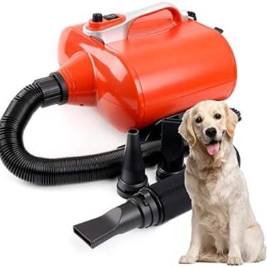 Imagem de Secador de cabelo para preparação de cães de 3000 W para animais de estimação médios e grandes, ventilador silencioso de alta velocidade ajustável sem passo com secador aquecedor, laranja