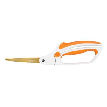 Imagem de Fiskars Tesoura de titânio de 20 cm Easy Action - Tesoura de tecido de aço inoxidável e mídia mista - Artes e artesanato - laranja/branco