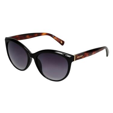 Imagem de Nine West Óculos de sol femininos Rayna Cat Eye, Preto, 55mm
