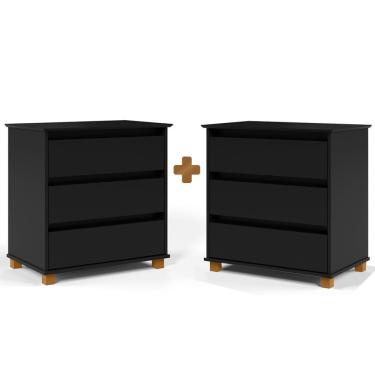 Imagem de Mesa De Cabeceira Grande 2 Unidades Preto E.J Móveis