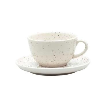 Imagem de Xícara Para Chá Com Pires Em Cerâmica Flat Chuvisco 200ml Oxford