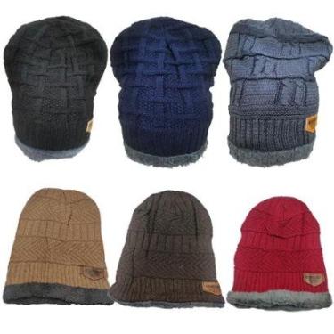 Imagem de Kit 6 Touca Adulto Unissex Confortável Inverno Quentinha Com Forrado Gorro Proteção Fri...