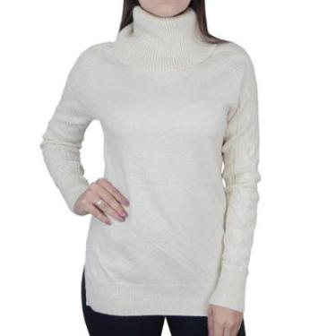 Imagem de Blusa Feminina Mochine Tricot Gola Alta Bege - TRFI83530-Feminino