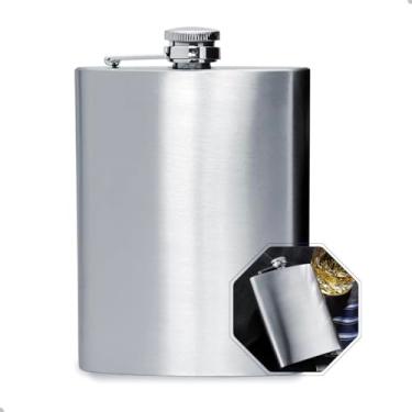 Imagem de Cantil De Bolso Em Aço Inox 240ml Porta Bebidas Portátil Whisky