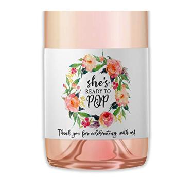 Imagem de Conjunto de 18 etiquetas de mini champanhe, pronto para estourar, prestes a pop chá de bebê, granulado de bebê, laranja gênero neutro M150-POP-18