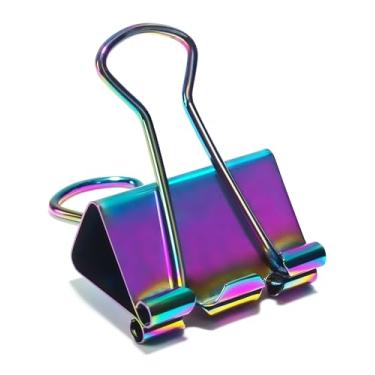 Imagem de QUJUFIND 10 grampos de papel arco-íris, clipes médios para fichário, 2,5 cm de comprimento para uso no escritório, organizar arquivos e pastas