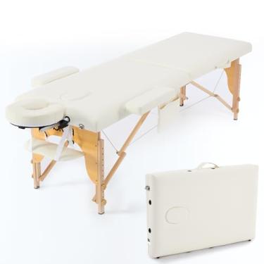 Imagem de Maca Portátil Premium, Divã Cama de Fisioterapia, Estética, Massoterapia, Massagem, Quiropraxia, Depilação, Tatuagem - Altura Ajustável + bolsa de transporte - Branca Creme BKZA - MSG 101