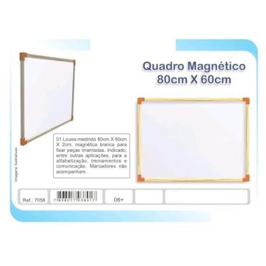 Imagem de Quadro Magnético Branco, 80cm X 60cm, Lousa para Alfabetização e Treinamentos