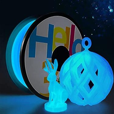 Imagem de HELLO3D Filamento PLA que brilha no escuro, filamento luminoso azul 1,75 mm, filamento de impressora 3D com efeito de brilho forte, para a maioria das impressoras FDM, carretel de 1 kg (1 kg),