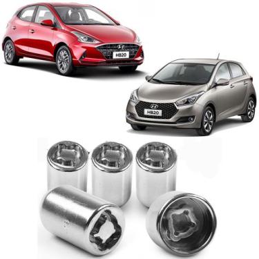 Imagem de Kit Parafuso Porca Antifurto 6CRA Roda Hyundai Hb20 Todos - RODAFUSO