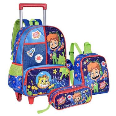 Imagem de Kit Mochila Rodinha Gato Galactico Lanchera Estojo Infantil - Clio Sty