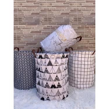 Imagem de Cesto Organizador de Roupa Brinquedos Dobrável Multiuso Tecido Imperme