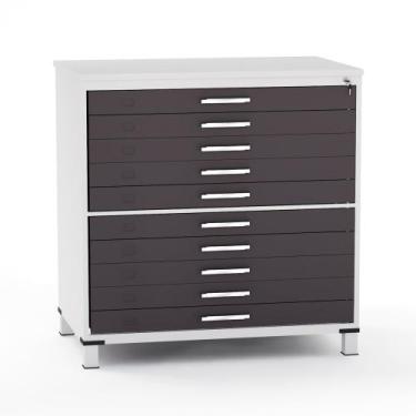 Imagem de Mapoteca em Aco 10 Gavetas Pandin Cinza e Preto