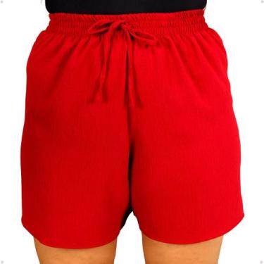 Imagem de Short Duna Feminino Soltinho Cós Alto Com Elástico Plus Size - 40 Grau