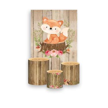 Imagem de Painel De Festa Vertical 1,50 x 2,20 + Trio De Capas Cilindro - Bosque