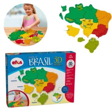 Imagem de Quebra Cabeça Educativo Didático Mapa do Brasil 3D - elka