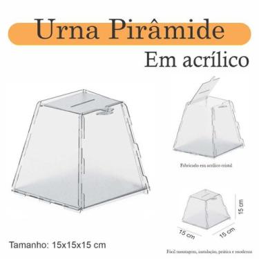 Imagem de Urna Acrílico Sorteio Caixa Sugestões Pirâmide 15 X 15 Cm - Indústria 