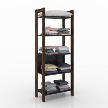 Imagem de Estante Multiuso AZ1005 Preto/Nogal - Tecno Mobili, Preto/Nogal, 20 Kg