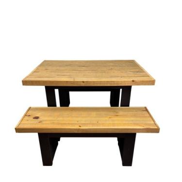 Imagem de Mesa De Churrasco Com 2 Bancos Madeira Maciça Pinus 119 X 90 - Maderce