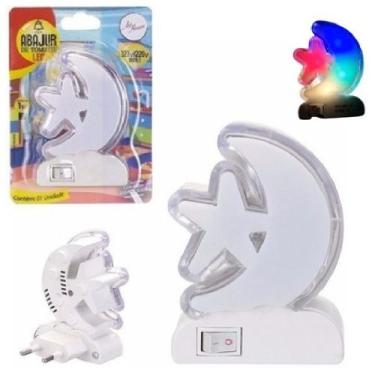 Imagem de Abajur De Tomada Luz Led Lua e Estrela Bivolt Bebe Crianças - Zn