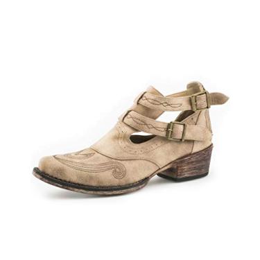Imagem de ROPER Willa Bota feminina casual bordada bico curto cano baixo 2,5-5 cm - marrom, Bronzeado, 5.5 Wide