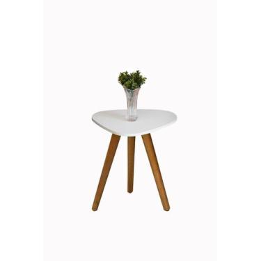 Imagem de Mesa Lateral Redonda Sala Para Decoração de Interiores Tampo Orgânico 