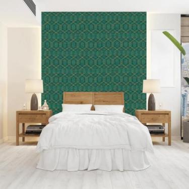 Imagem de Papel de Parede Geométrico Amroth Verde ou Cinza - Rolo com 10 Metros 