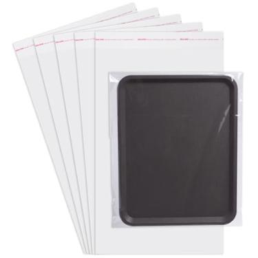 Imagem de Pomei 32 x 50 cm, 100 peças, sacos de celofane autovedantes de plástico transparente - Sacos de guloseimas de poli violoncelo resseláveis para embalagem de biscoitos, doces, doces