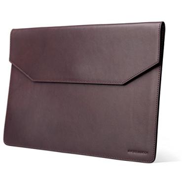 Imagem de Kasper Maison – Capa para laptop de couro italiano – Capa de envelope projetada para computador, notebook, Ultrabook e tablet, Dark Brown, 12 Inch