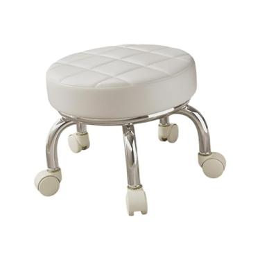 Imagem de Ioensy 360° Rotating Roller Stool Polia Rodas Banco Crianças Móvel Mini Banco Leve Pedicure Banco de Trabalho Doméstico para Cozinha, Branco