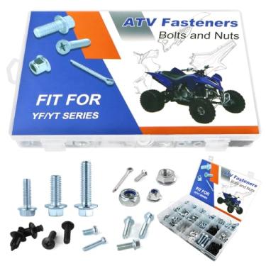 Imagem de REARACE Kit de parafusos de 330 peças adequado para YFB250 YFG350 YFM125 YFP350 YFZ450 YFZ50 YT125 YT175 YT60 YTM200 YTM225 YFB250 YFM80 BADGER ATV Fasteners Estrutura de plástico para motor Bolsa.