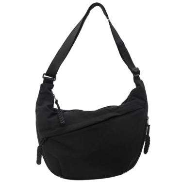 Imagem de GOQUFOY Bolsas transversais de nylon para mulheres, bolsas de ombro, bolsa de viagem, bolsa mensageiro masculina Hobo, Preto