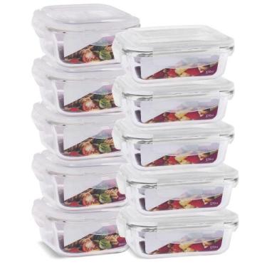 Imagem de Kit 10 Potes Herméticos Marmita Vidro Papinha 370ml e 800ml - U4home, 